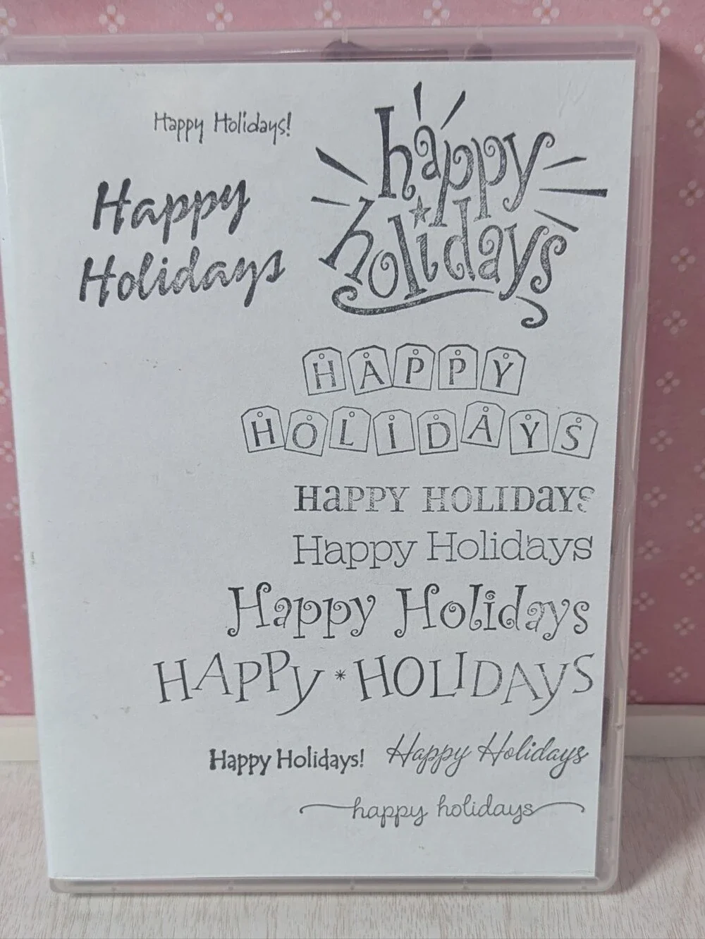 Happy Holidays Rubber Stamp Set of 11 different styles fonts